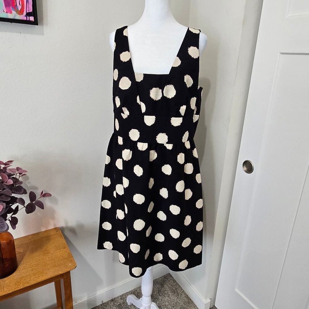 Ann Taylor LOFT Polka Dot Dress Black White Size 10 Work Cocktail